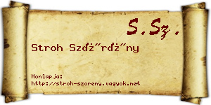 Stroh Szörény névjegykártya